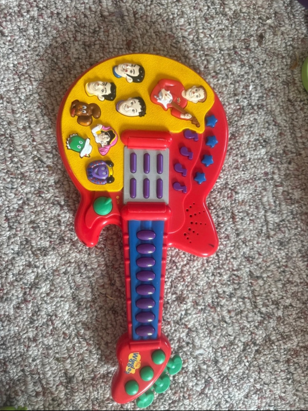 The Wiggles Vintage Red and Yellow Kids Musical Guitar Toy - Interactive Buttons